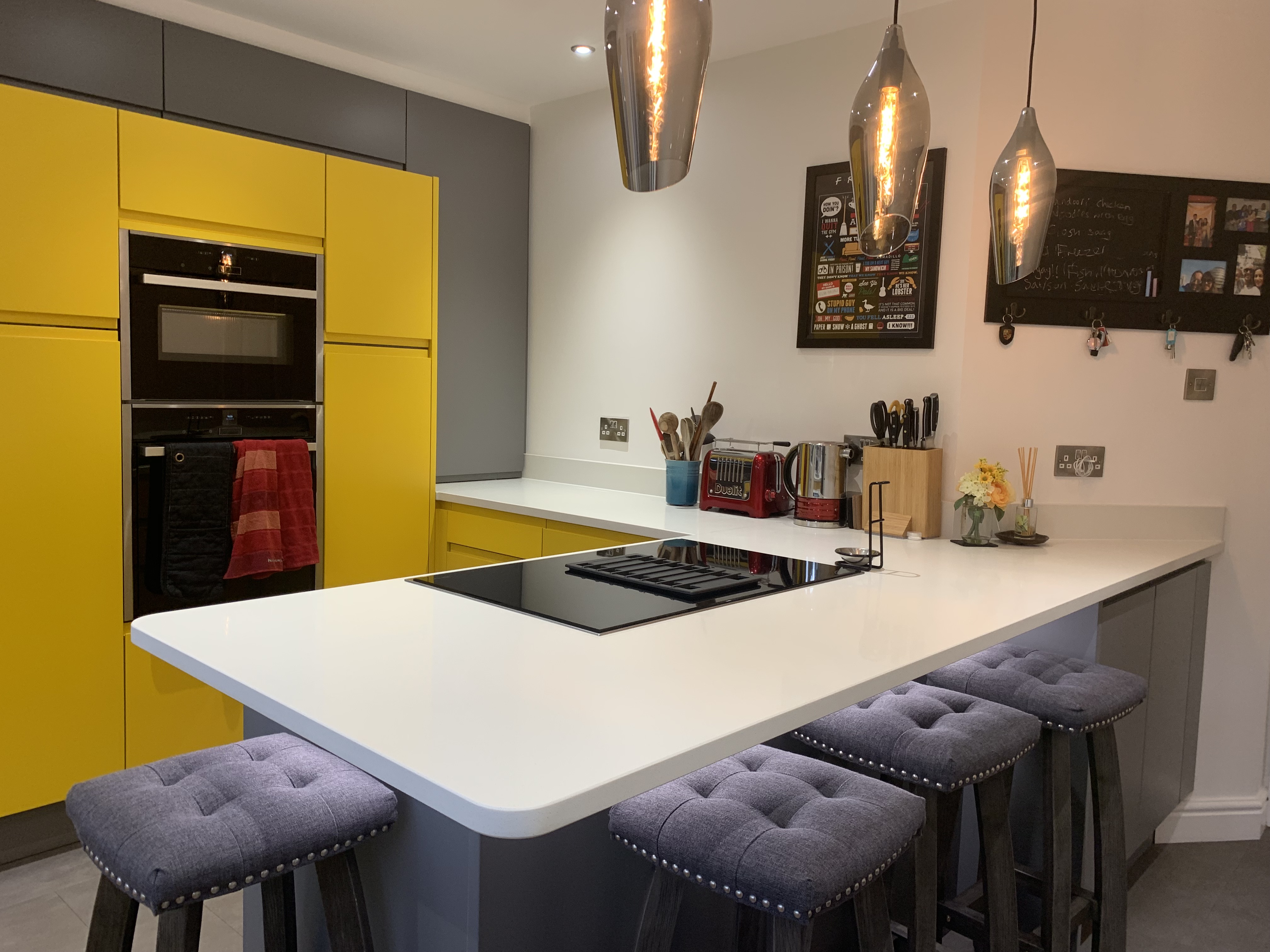 Handleless Dust Grey and Traffic Yellow 2 Lima Kitchens under £30k After b