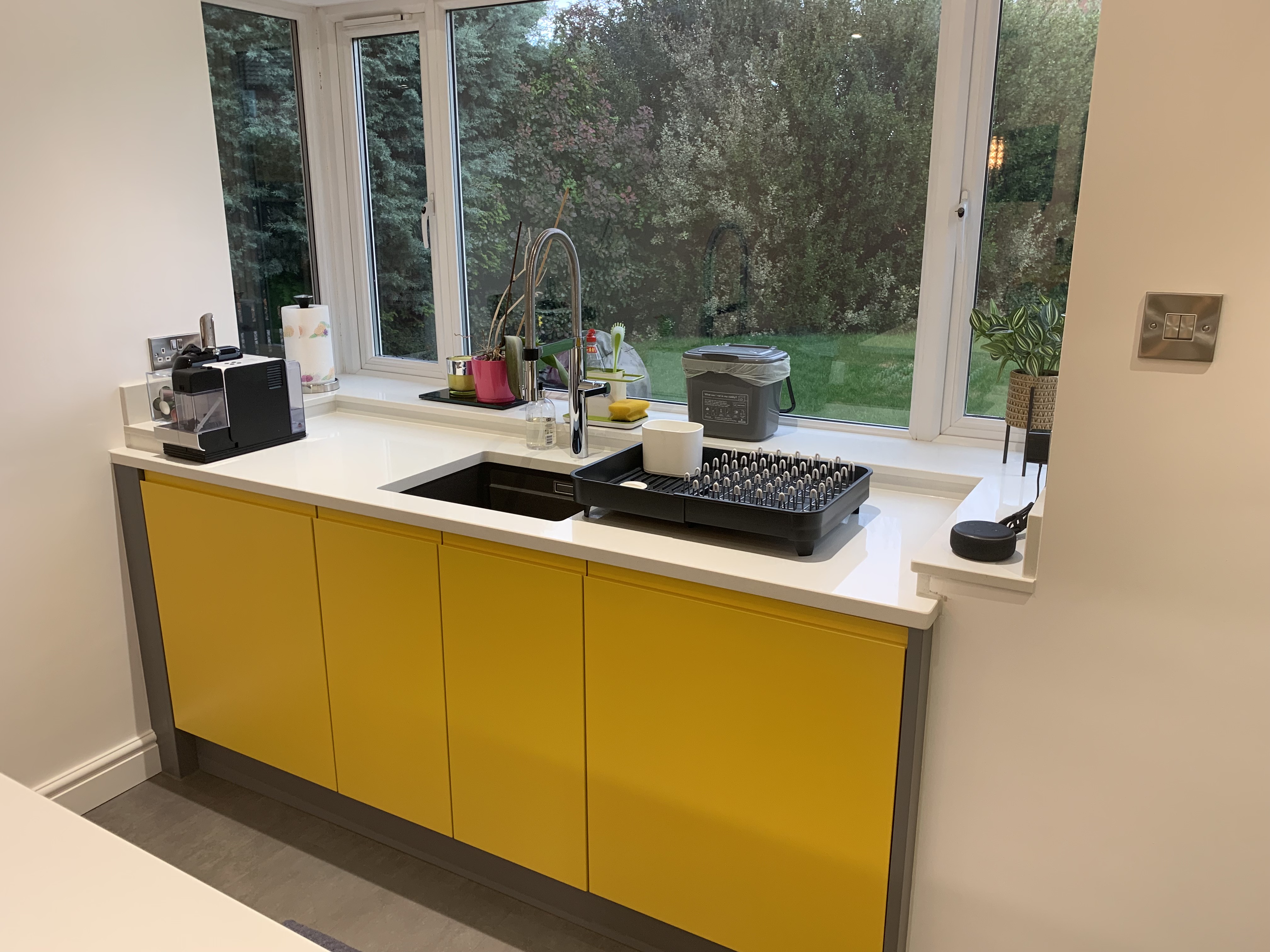 Handleless Dust Grey and Traffic Yellow 3 Lima Kitchens under £30k After c