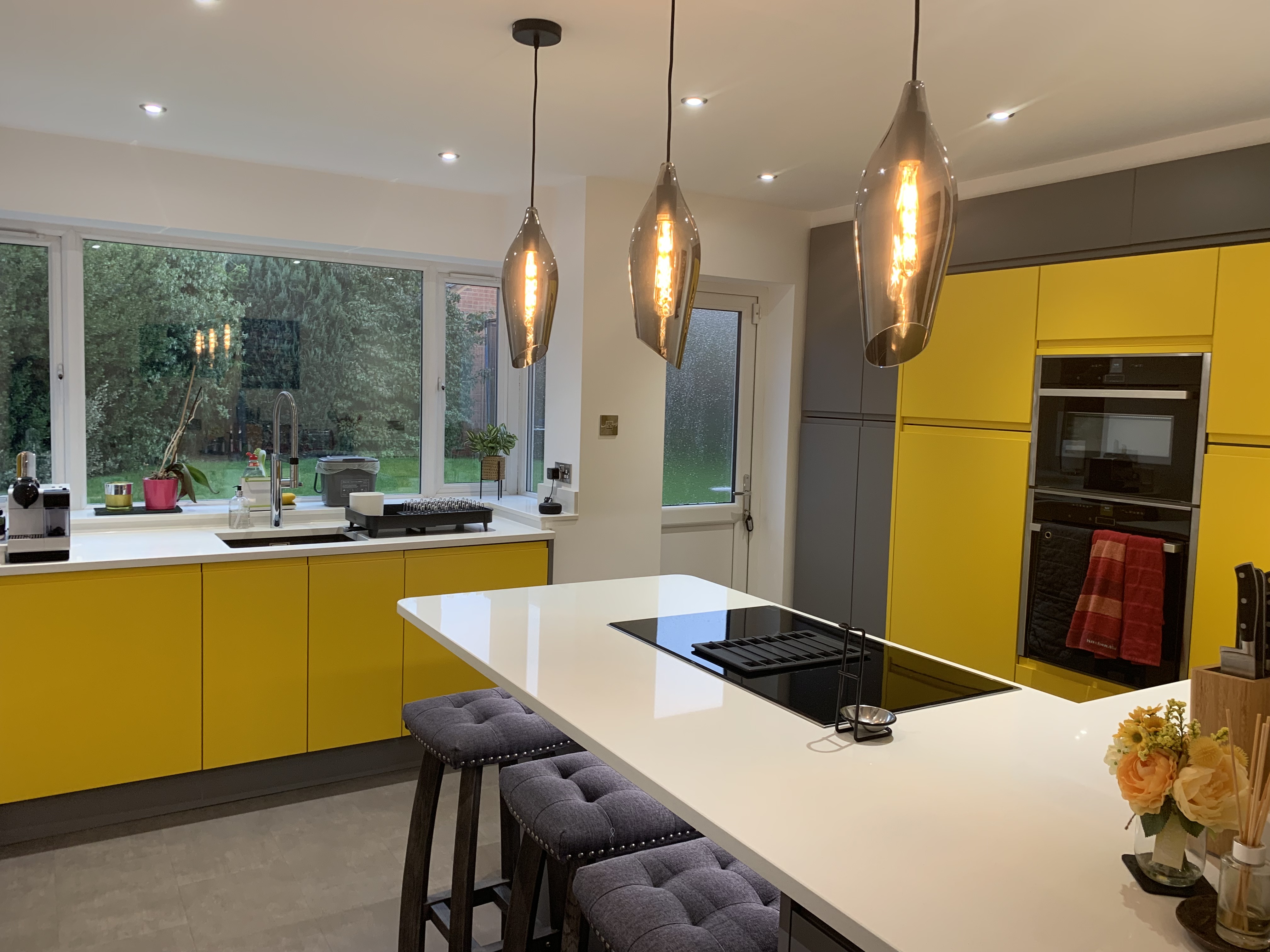 Handleless Dust Grey and Traffic Yellow 4 Lima Kitchens under £30k After d