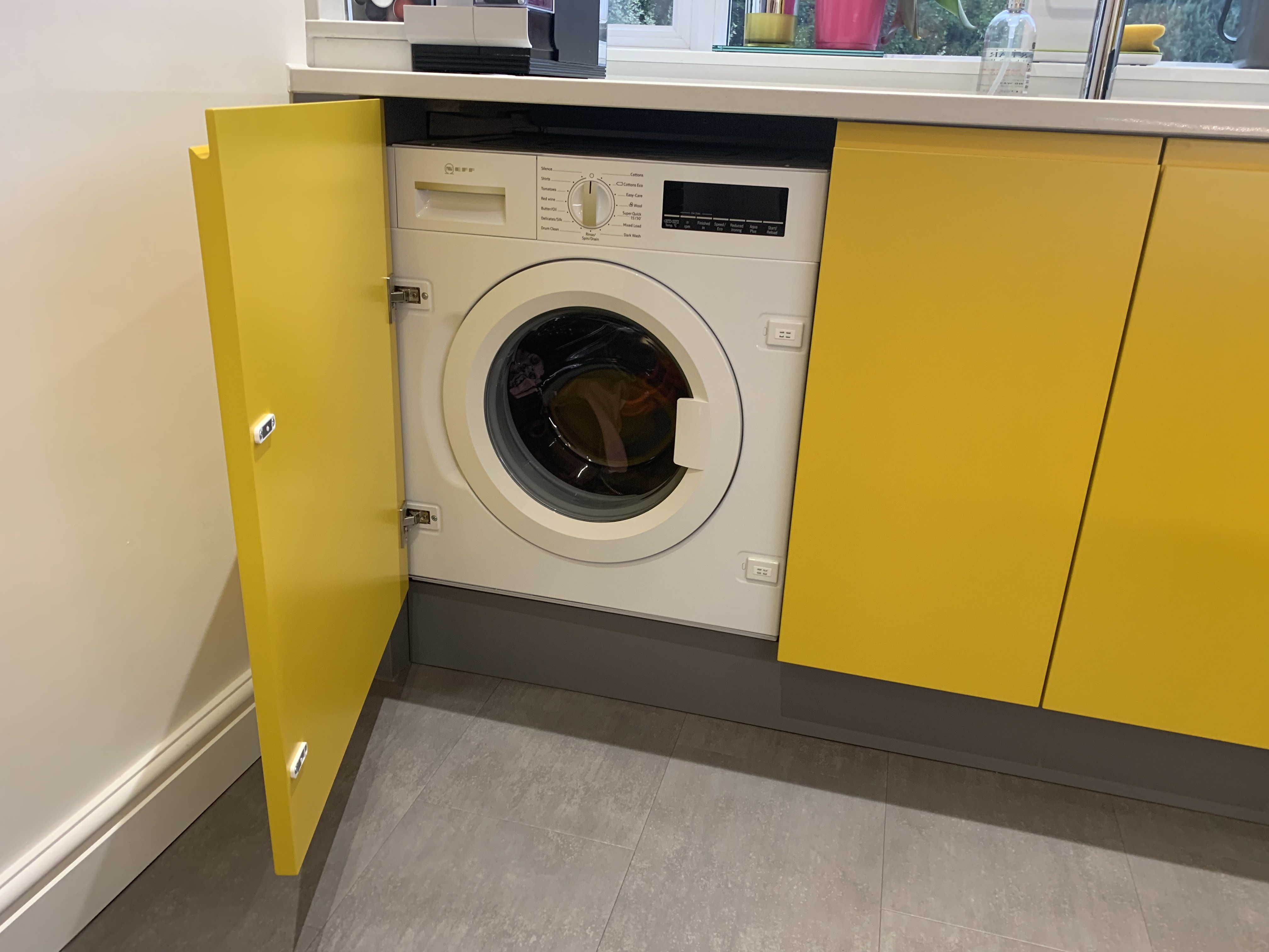 Handleless Dust Grey and Traffic Yellow 5 Lima Kitchens under £30k After e