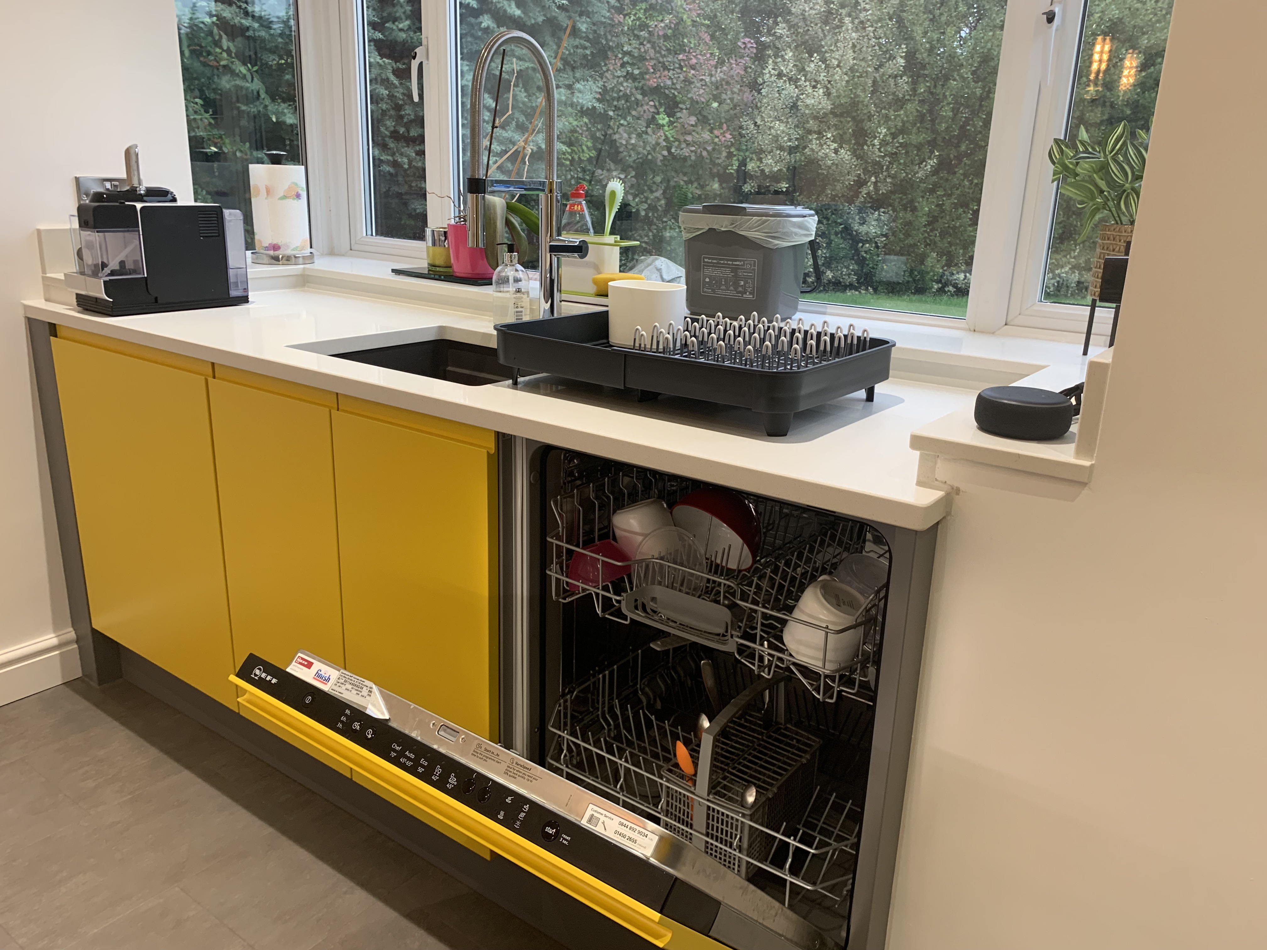 Handleless Dust Grey and Traffic Yellow 8 Lima Kitchens under £30k After f