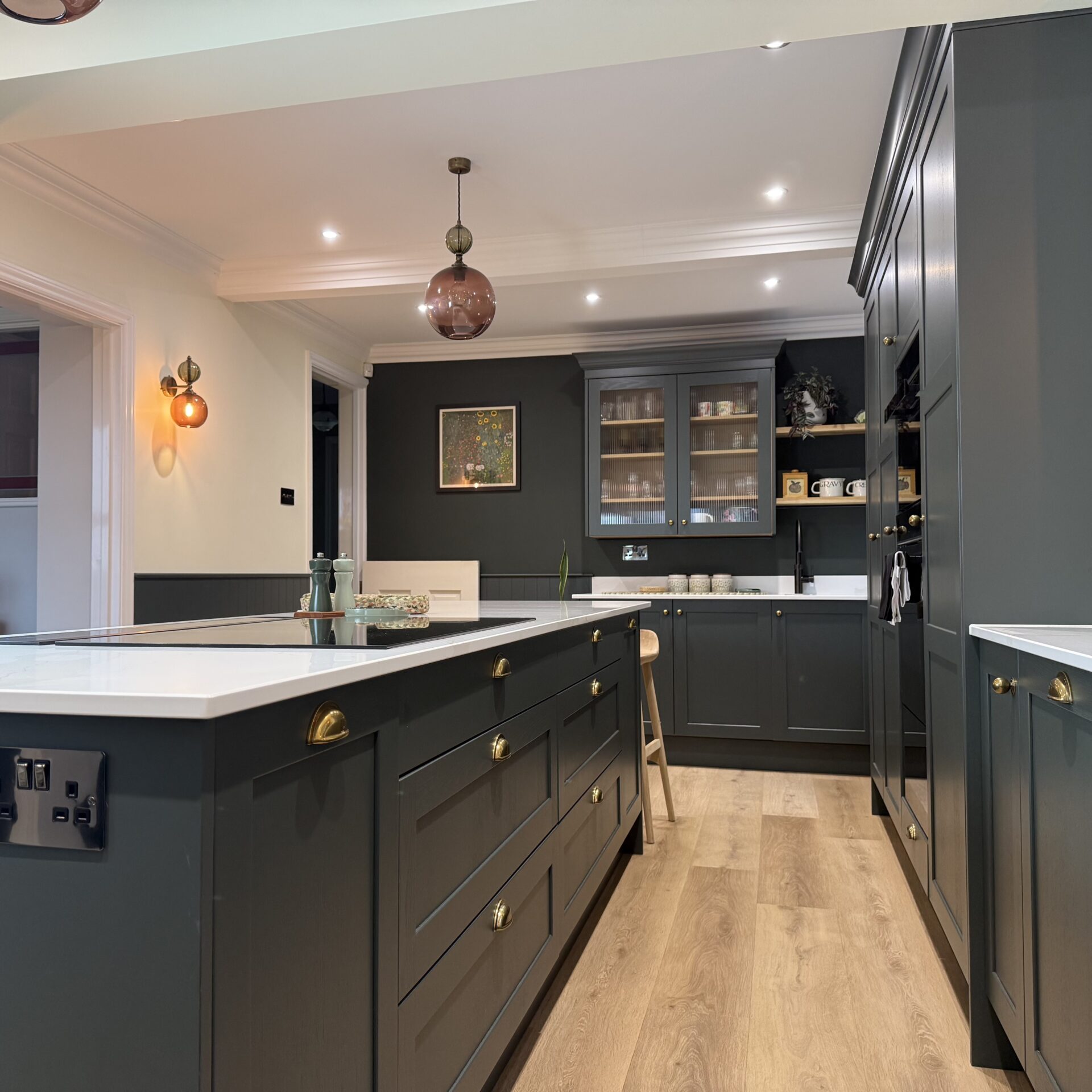 Kitchen Design Milton Keynes dark green shaker.jpeg Kitchen island in Dark green kitchen