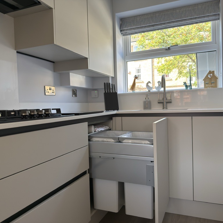 Kitchen bin storage milton keynes Integrated bin in grey kitchen