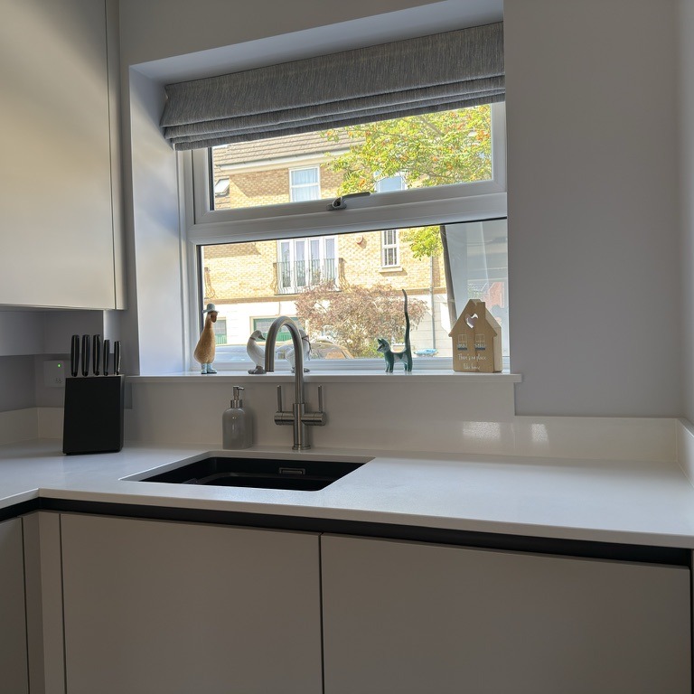 Sink in pale grey kitchen Sink in pale grey kitchen